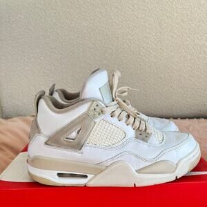 Nike Air Jordan 4 Retro Shoes Size 7Y 2017 Linen white/tan